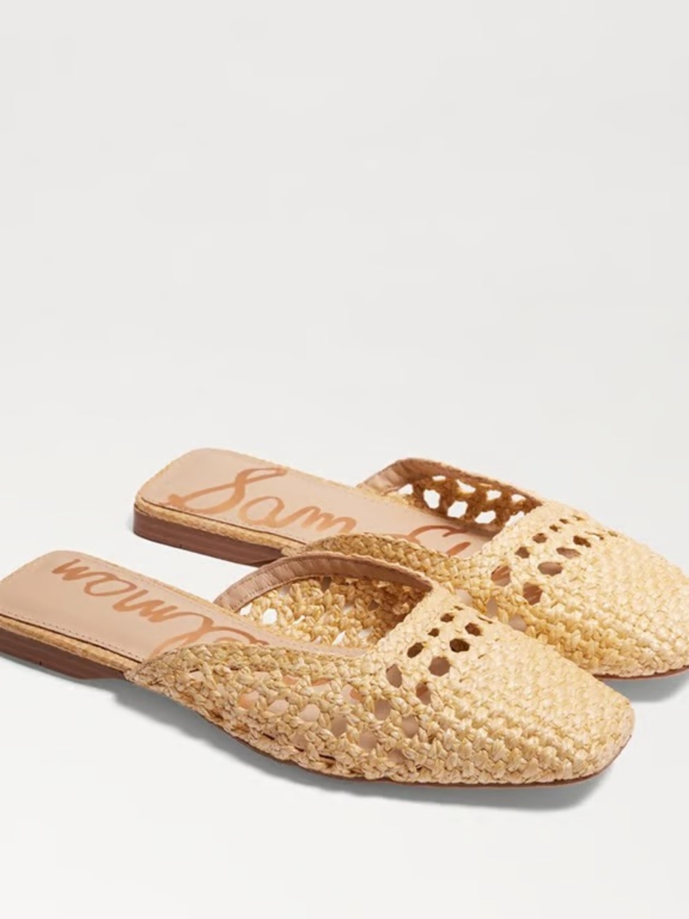 Sam Edelman Woven Raffia Slip-On Mules in Natural Beige